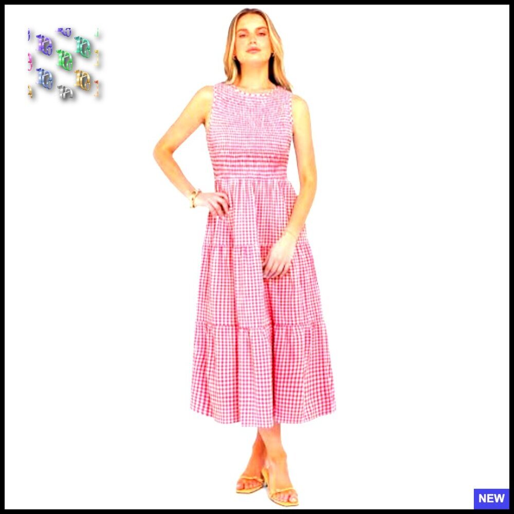 Sleeveless Maxi Dress Smocked Bodice Tiered Boho Casual Beach Sundress - Picture 2 of 7